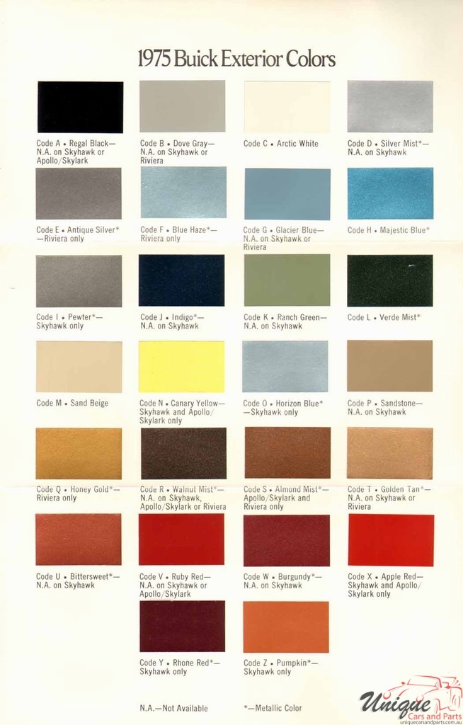 1975 Buick Exterior Paint Chart Page 2